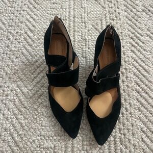 Corso Como Womens Black Suede Pointed Toe Crisscross Strap Heels Pumps Size 7.5M